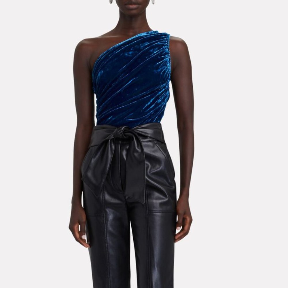 BRAND NEW STAUD Eze One-Shoulder Velvet Top